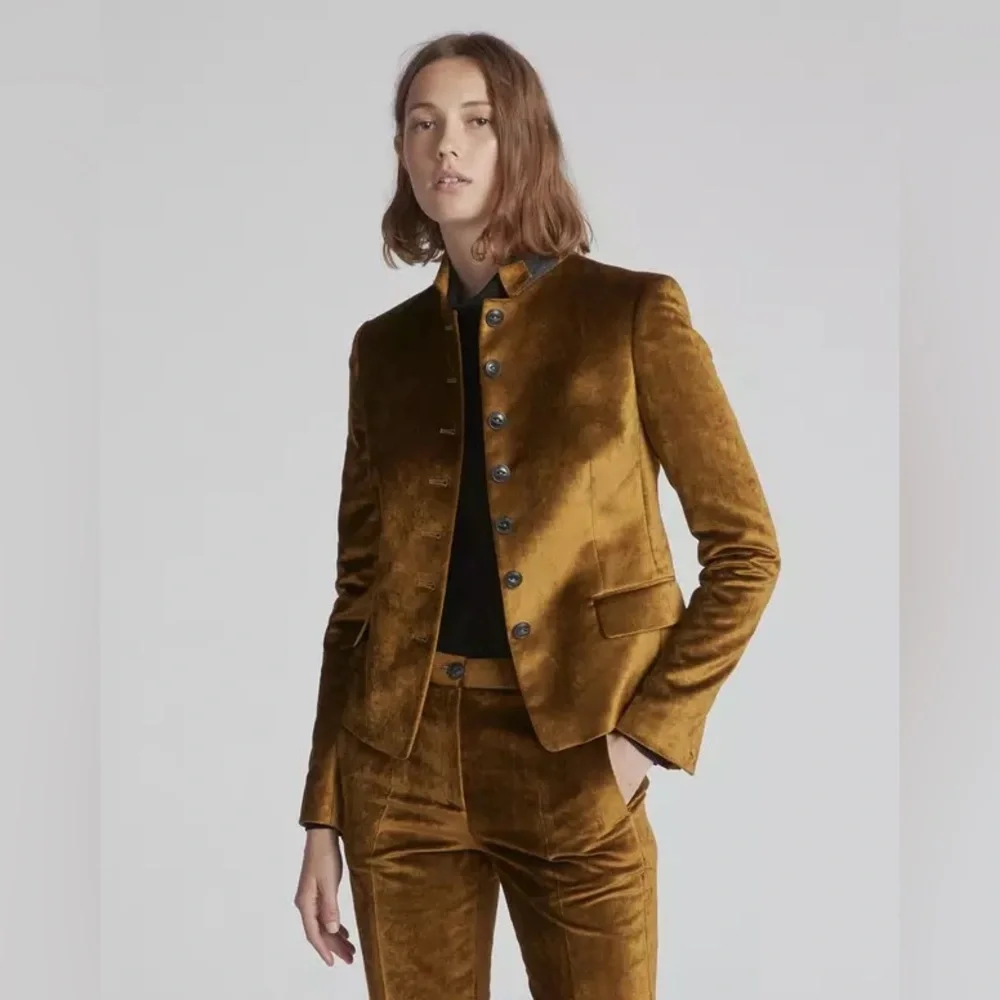 rag & bone Olive Green Velvet Military-Style Blazer - Picture 12 of 12